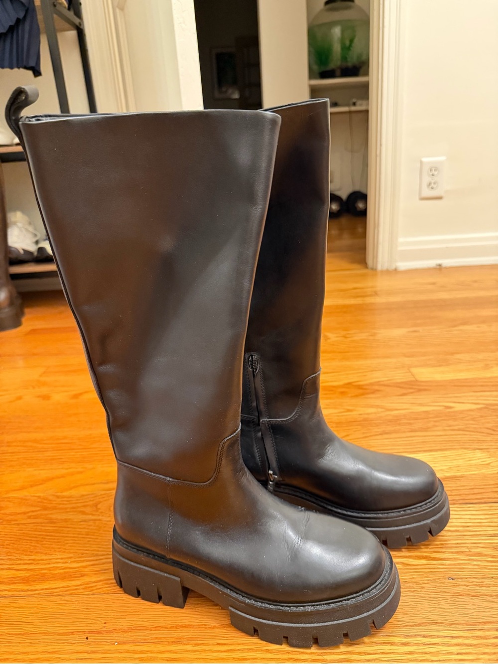 Ash Black Knee-High Chunky Sole Women's Boots